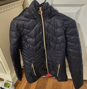Black Michael Kors Down Feather Filled Jacket With Removable Hood.Sz Small